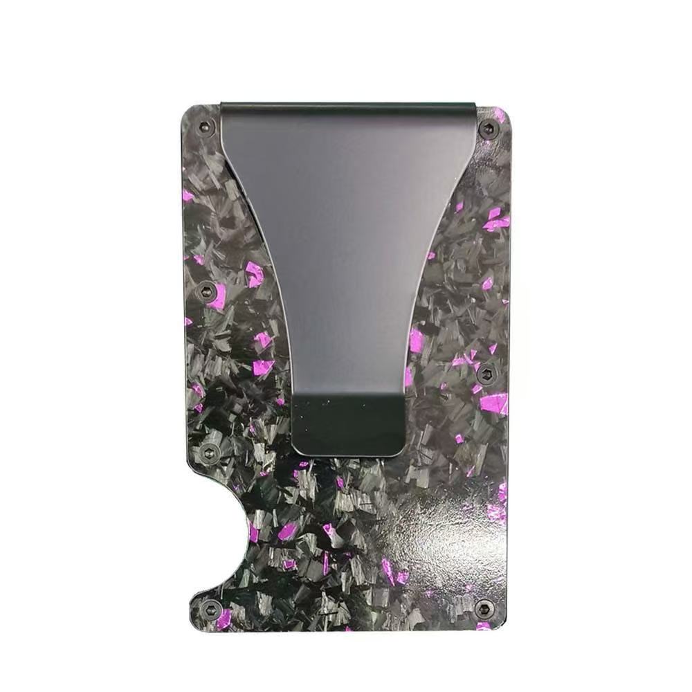 Factory Supply Carbon Fiber Wallet Shell Pattern Wallet Forged Pattern Card Clamp Metal RFID Card Holder