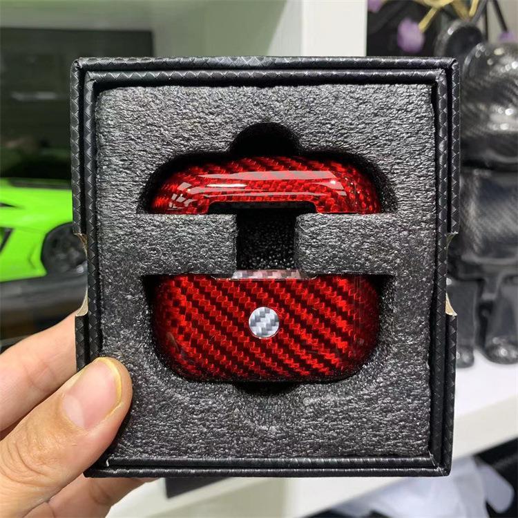 Glass Carbon Fiber Bright Red Airpods Case
