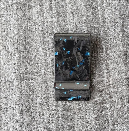 Blue Foil Forged Carbon Fiber Money Clip