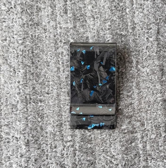 Blue Foil Forged Carbon Fiber Money Clip