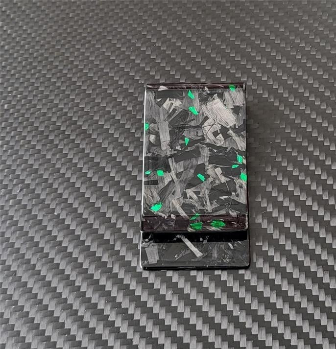 Green Foil Forged Carbon Fiber Money Clip
