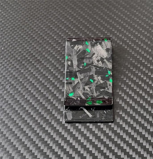 Green Foil Forged Carbon Fiber Money Clip