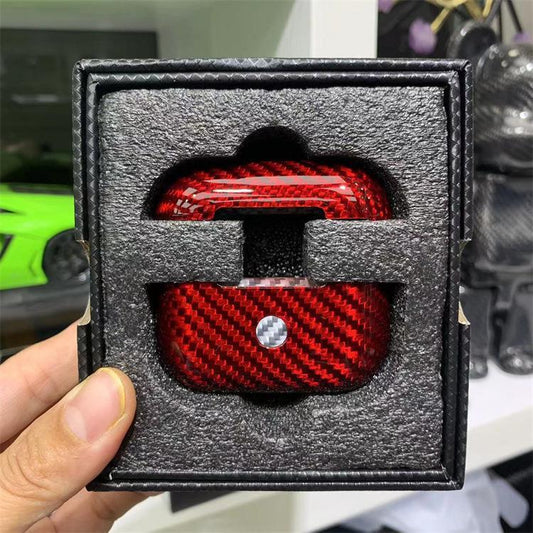 Glass Carbon Fiber Bright Red Airpods Case